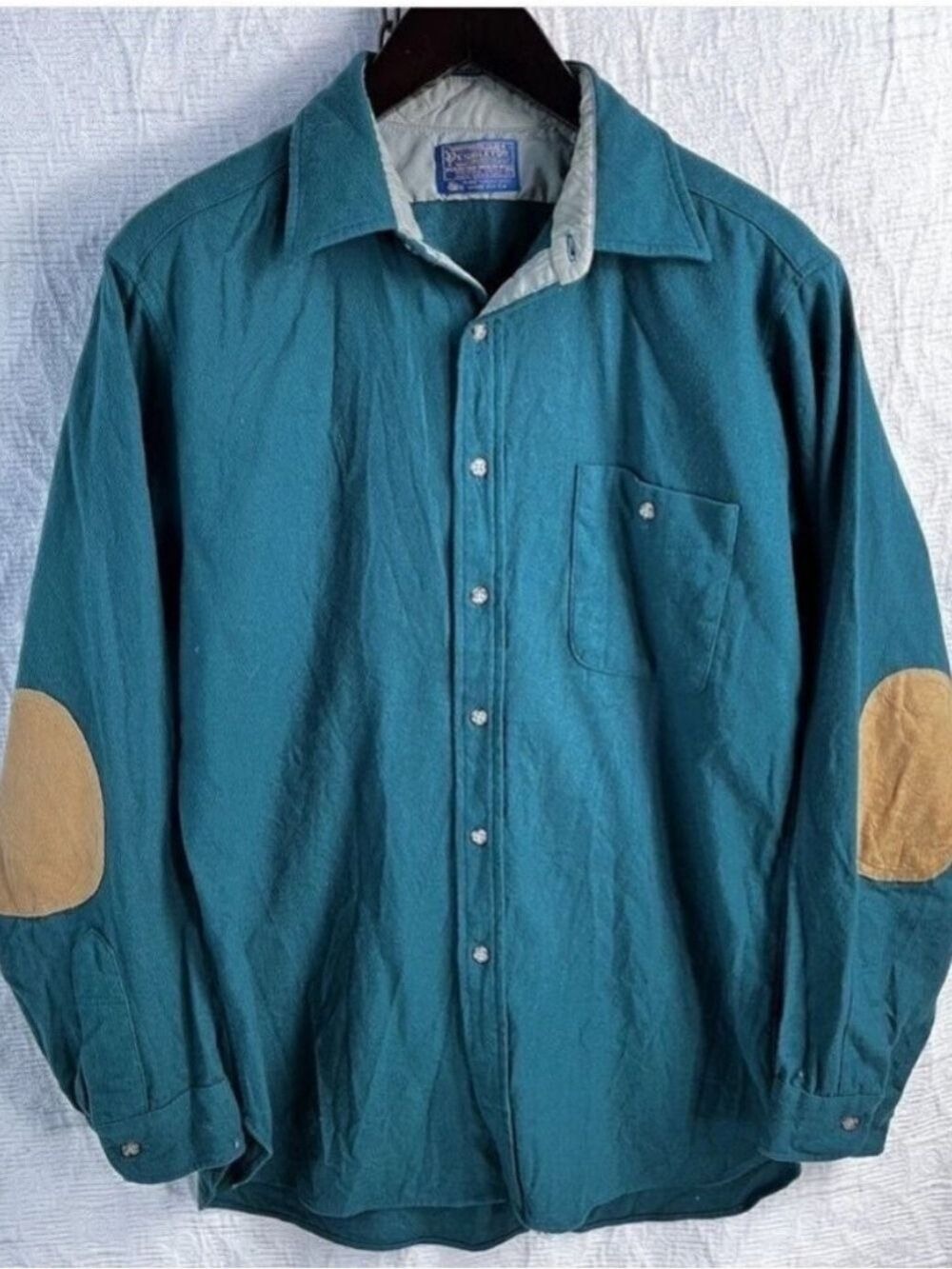 Vintage Pendleton Trail Shirt Mens Large 100 Virgin Wool USA Made Elbow Patches